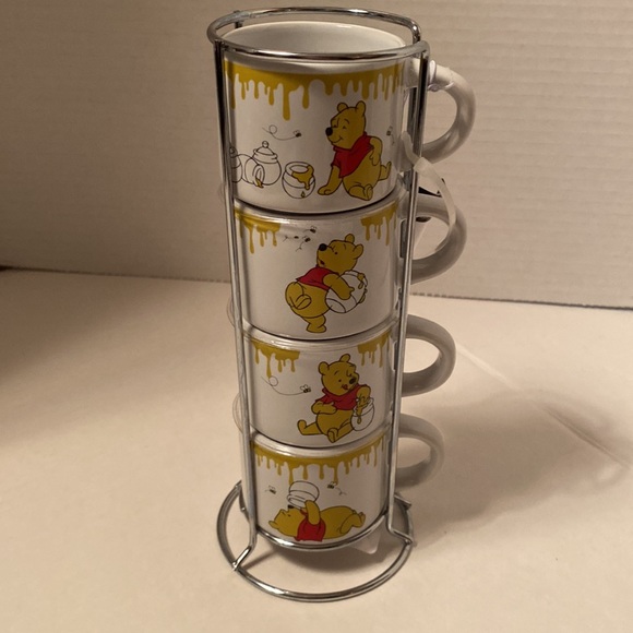 Disney stacked espresso mugs, set of for 4 mugs 3oz each Winnie the Pooh NEW - Picture 3 of 7